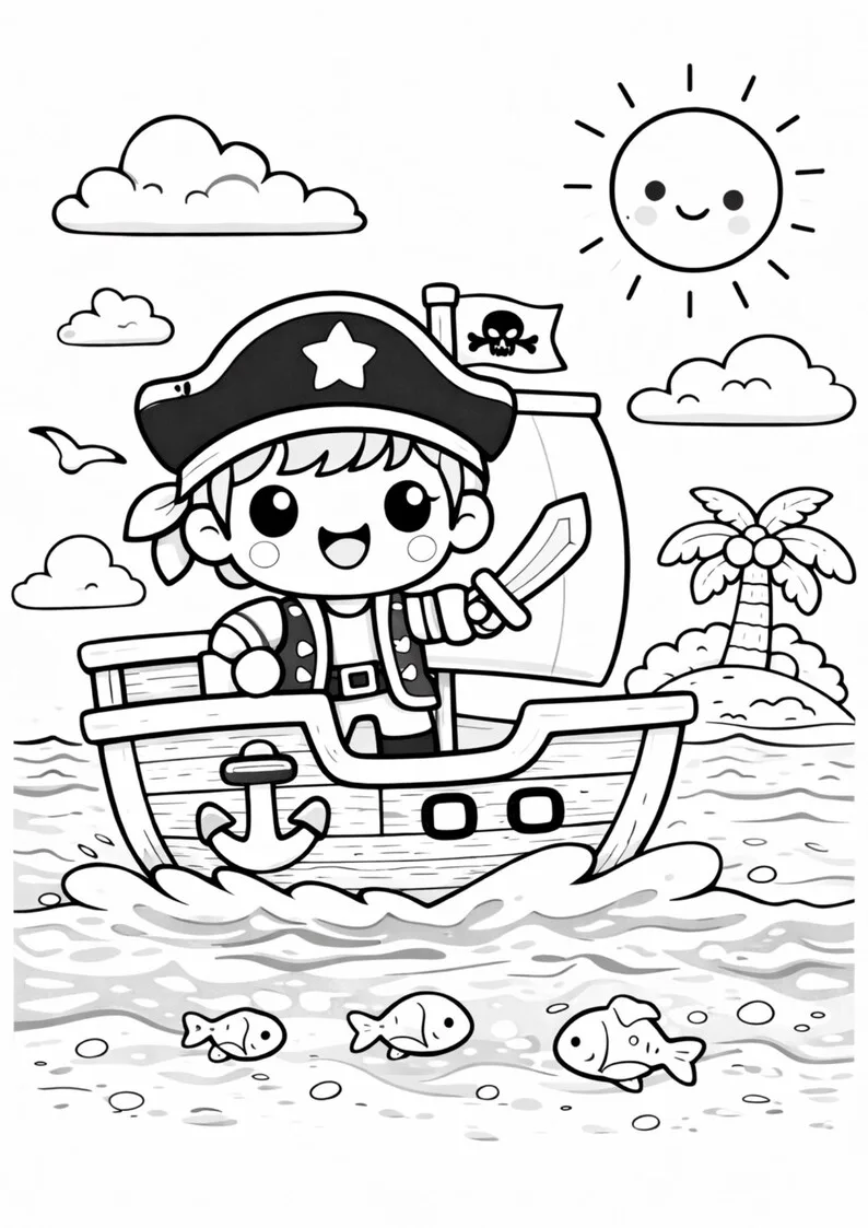 Kawaii Piraten-Malbuch – Bild 3 von 6