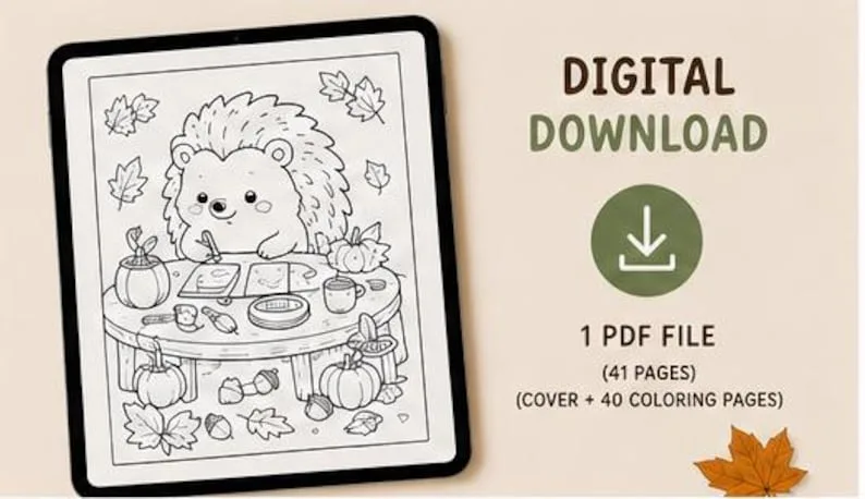 Kawaii-Malbuch „Gemütlicher Herbst“ – Bild 2 von 6