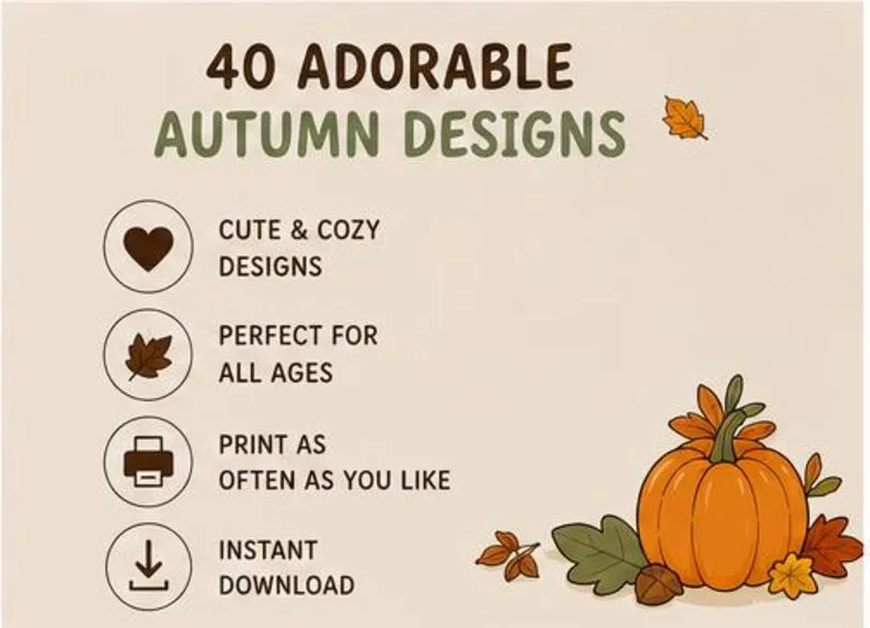 Kawaii-Malbuch „Gemütlicher Herbst“ – Bild 3 von 6