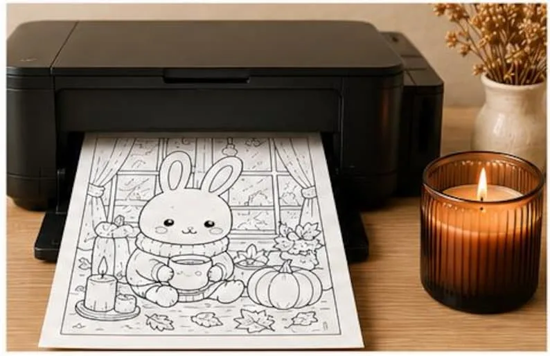 Kawaii-Malbuch „Gemütlicher Herbst“ – Bild 5 von 6