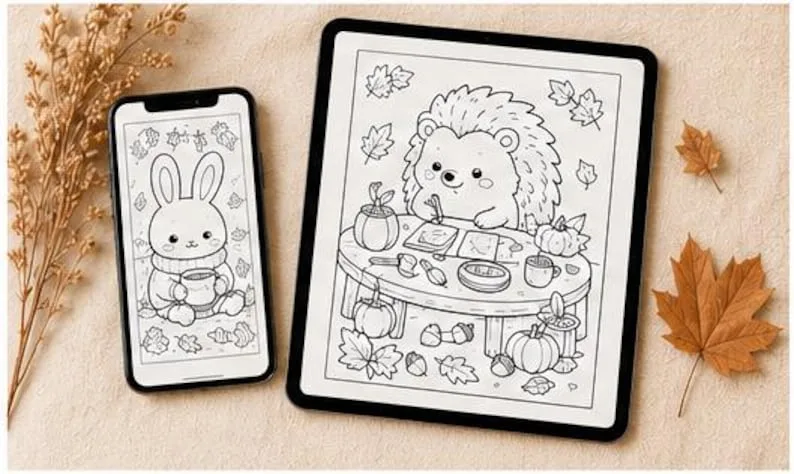 Kawaii-Malbuch „Gemütlicher Herbst“ – Bild 6 von 6