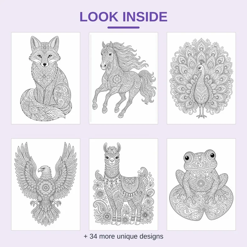 Mandala-Tier-Malbuch – Bild 2 von 3